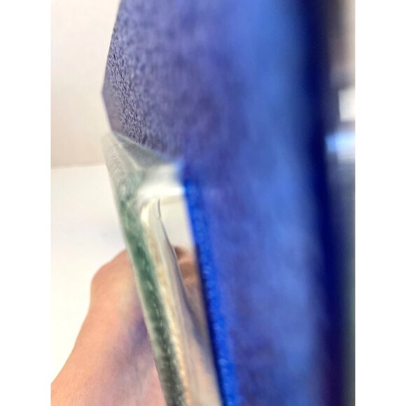 Long Rectangular Cobalt Blue Art Glass Display Tray Dish Platter Candle Holder - Picture 4 of 10